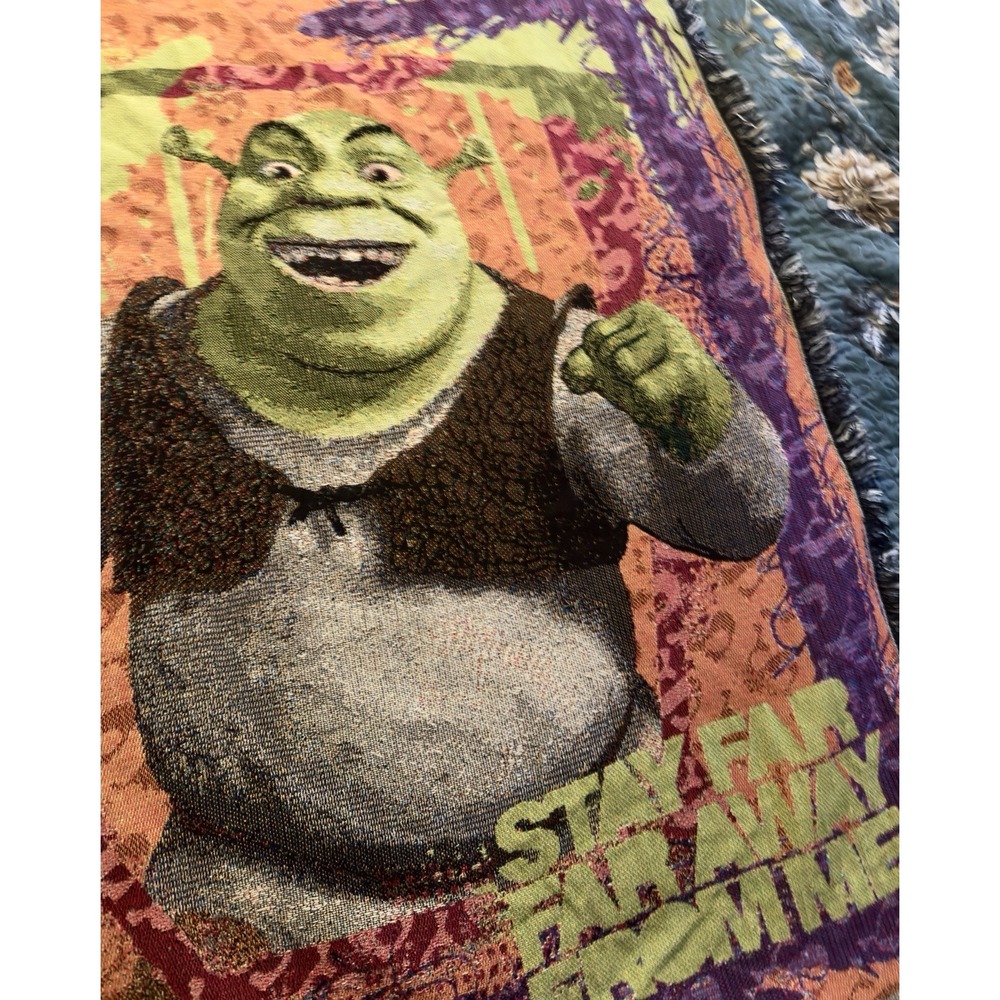 Shrek Tapestry Throw Blanket Rug RaRe 2000's Movie Promo Made In The USA